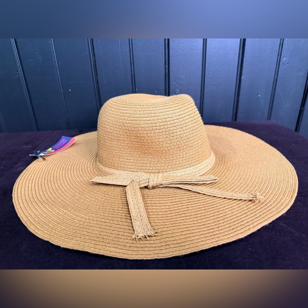 Chic Paper Straw Tan Wide-Brim Hat New